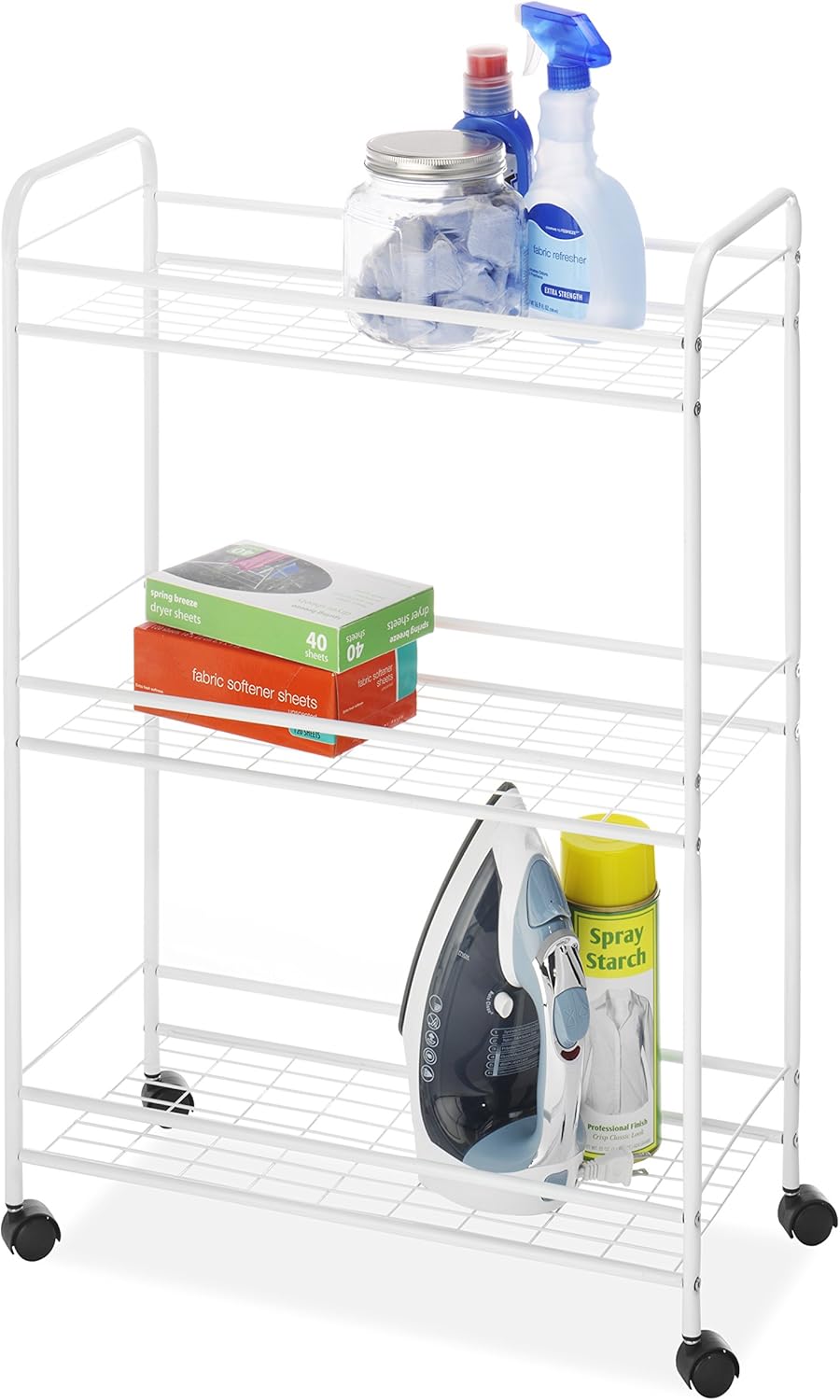 Whitmor Slim Rolling Household Cart - White: Home & Kitchen