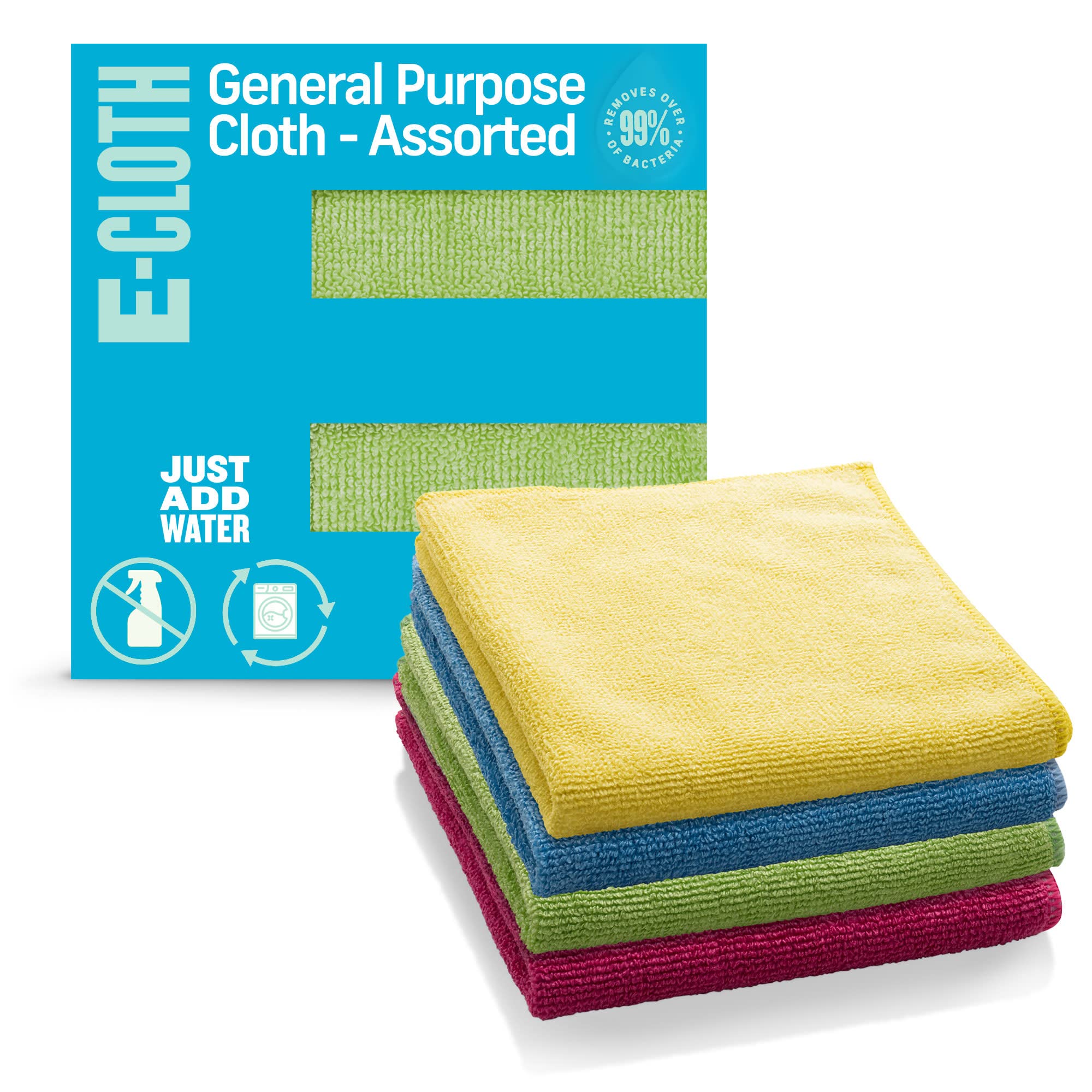 Photo 1 of E-Cloth Microfiber Cloth 4-Pack, World's Leading Premium Microfiber Cleaning Cloth, Twice as Durable as Competition, 1 Year Guarantee, Ideal for Kitchen, Countertops, Sinks, and Bathrooms, Assorted