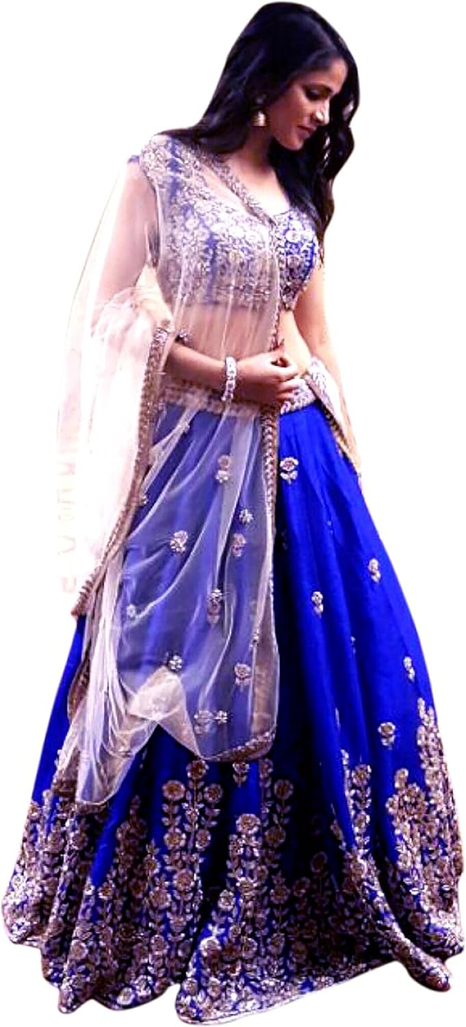 21st fashion women's silk lehanga choli (l-nirwa-blue _blue_ free size)