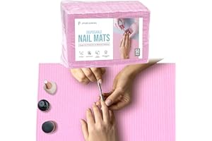 PLASTCARE USA Disposable Nail Mats 50 Pcs - Salon Paper Towel and Table Cover for Nail Tech - 3 Ply Waterproof Manicure Prep Pads - Acrylic Art Supplies and Accessories (Pink)