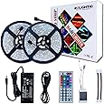 RoLightic RGB Led Light Strip Kit,32.8ft (10M) 5050 300LEDs,DC 12V Waterproof Led Strip Lights with 44Key Remote Controller and Power Adapter for Home,Kitchen,Bedroom,Cabinet,Backlight and More