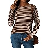 LilyCoco Womens Striped Long Sleeve Shirt Boat Neck Tops Breton Loose Fit Tshirt