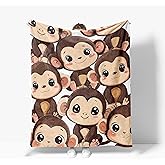 Monkey Throw Blanket Soft Warm Cozy Cute Monkeys Blankets Fuzzy Plush Fleece Monkey Blanket Gifts for Couch Bed Sofa Home Decor 40''X50''