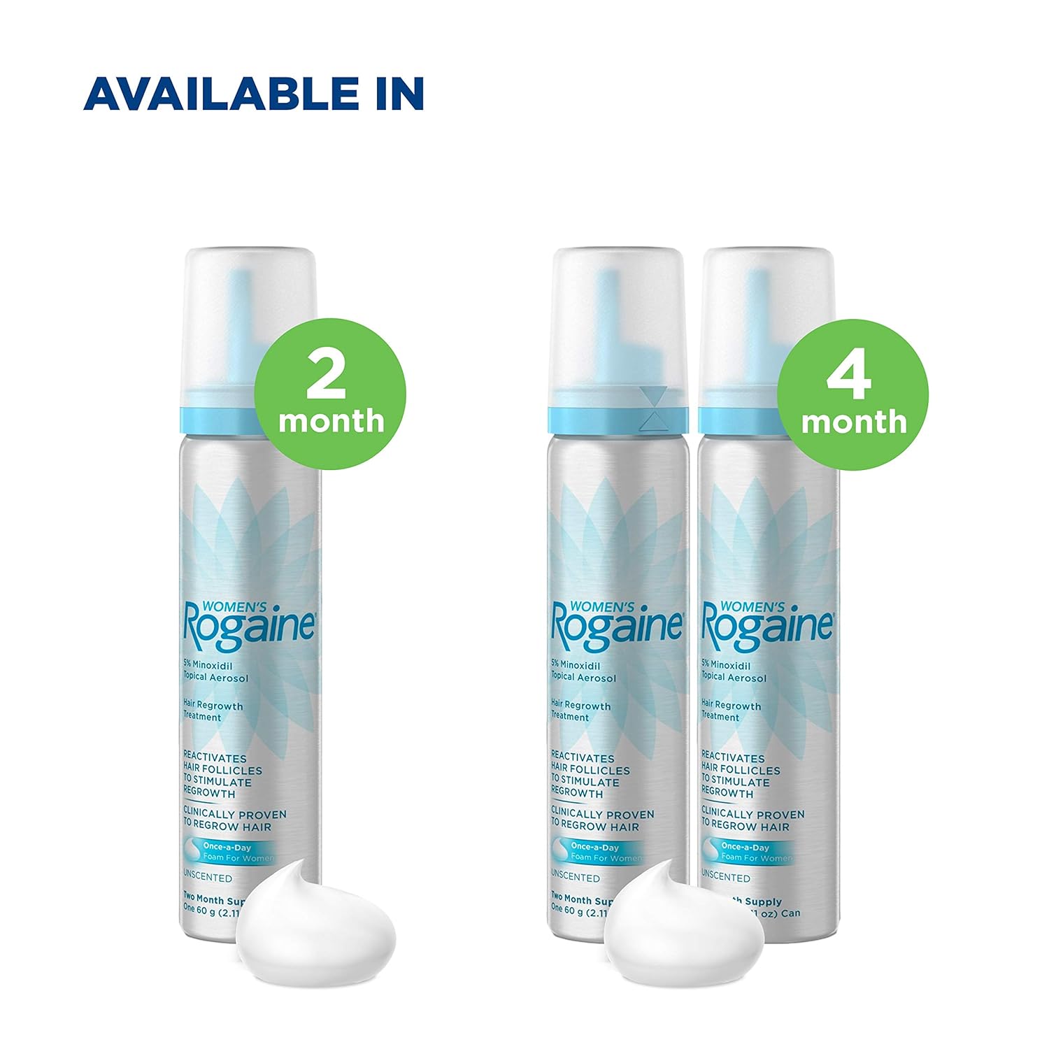 Women's Rogaine 5% Minoxidil Foam for Hair Thinning and Loss, Topical Treatment for Women's Hair Regrowth, 2-Month Supply : Beauty