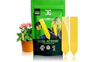 Catchmaster Dual Action Plant Labels 100 PK, Sticky Insect Trap Plant Stakes, For Live Plants Indoor Outdoor, Fruit Fly Glue Traps for Home, Farm, Garden, Hydroponics & Greenhouse, Pest Control