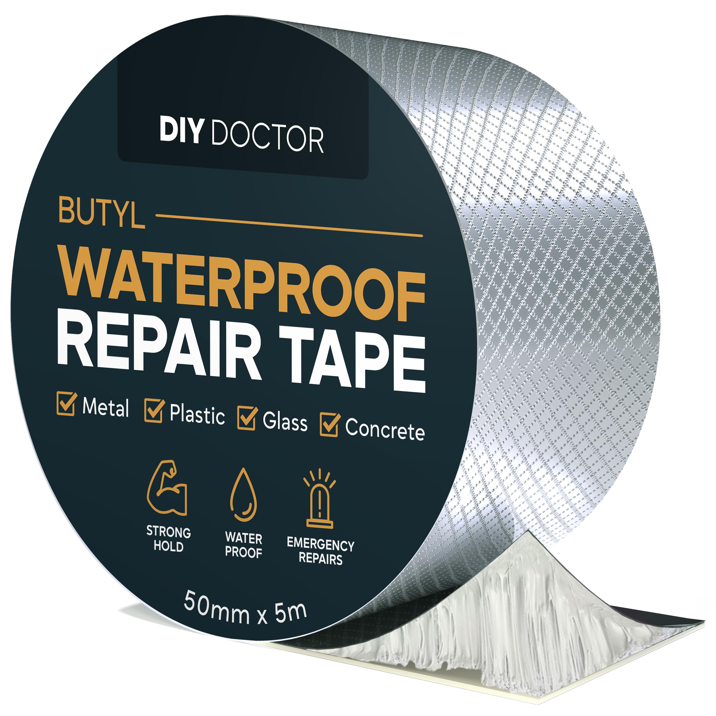 DIY Doctor Waterproof Tape for Leaks – 1 Pack of 50mm x 5m - Butyl Roof Sealant Tape - Outdoor Waterproof Repair Tape with Aluminium Foil