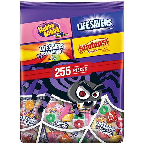 STARBURST, LIFE SAVERS & HUBBA BUBBA MAX CANDY VARIETY PACK, 255 CT BULK BAG
