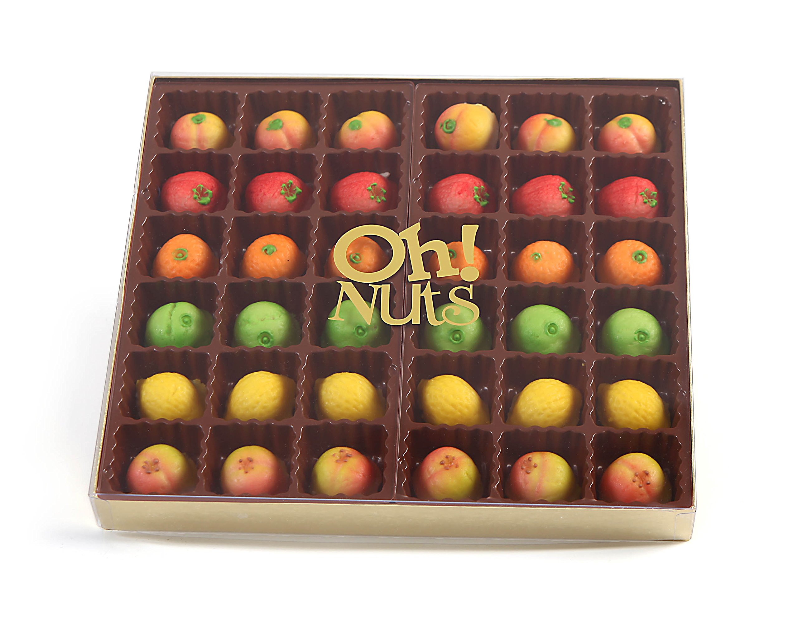 Oh! Nuts Marzipan Candy Fruits, Holiday Marzipans Gift Tray in a Fancy