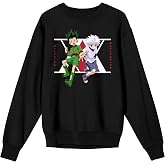 Bioworld Hunter X Hunter Gon &amp; Killua Hunter Association Logo Crew Neck Long Sleeve Black Adult Sweatshirt