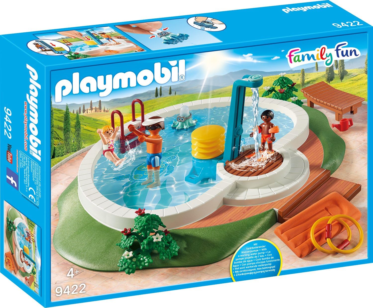 PLAYMOBIL Family Fun 9422 Swimmingpool mit Pump-Dusche, Ab 4 Jahren