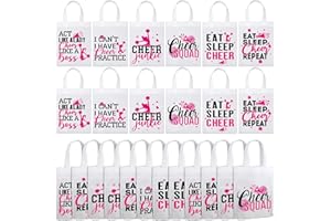 Buryeah 24 Pcs Cheer Bag Cheerleaders Bulk Cheerleading Gift Goodie Snack Treat Bag Non Woven Eat Sleep Cheer Bag for Girls
