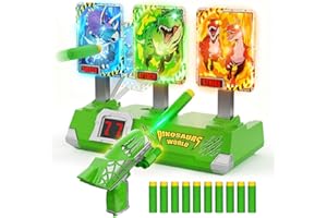 Tqeieu Dinosaur Shooting Game Boys Toys Age 3-12,Electric Scoring with Lights&Sounds,Auto Reset Shooting Target Kids Games,Birthday, Indoor Outdoor Toys for 3 4 5 6 7 8 9 10 11 12 Year Old Boy
