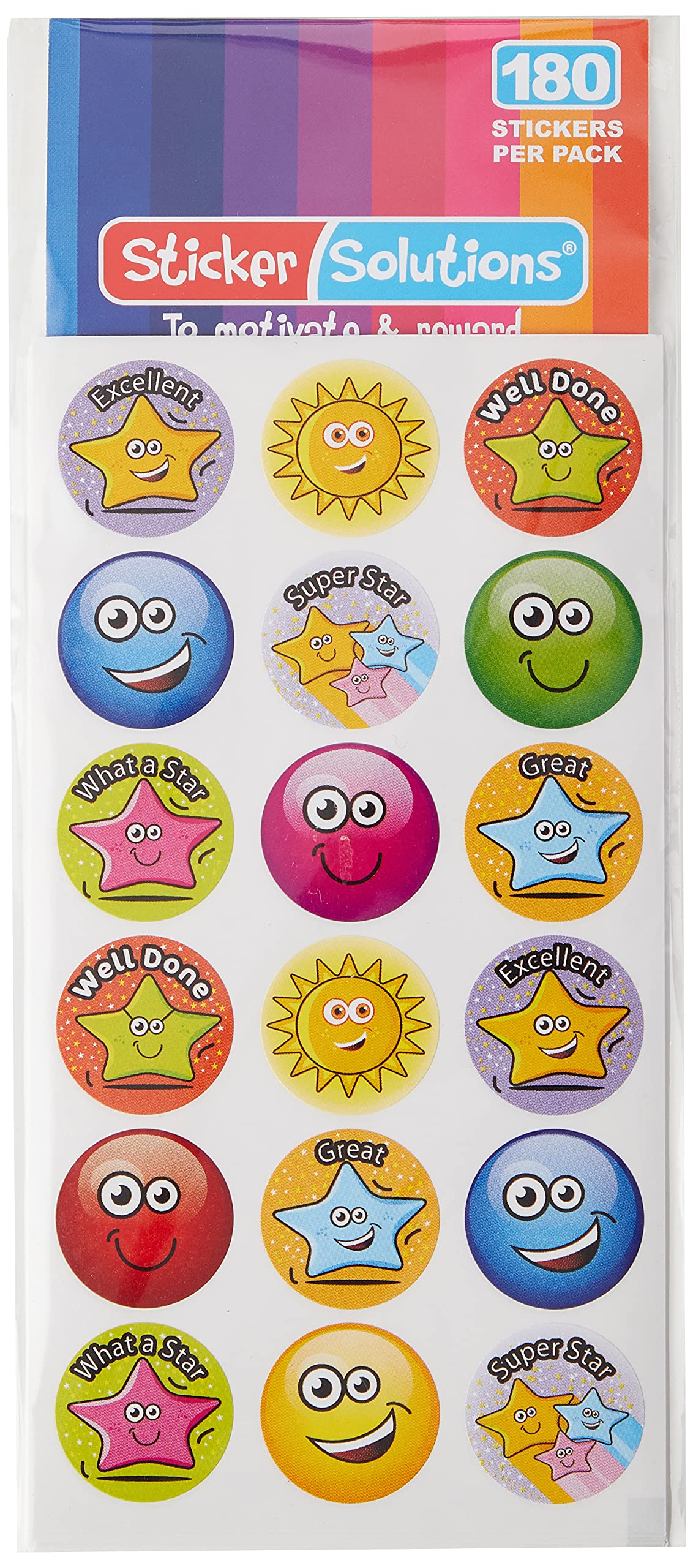 Sticker Solutions Hopping Stars and Smiles Reward Stickers (Pack of 180)