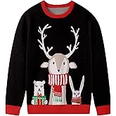 Runhit Boys Ugly Christmas Sweater Kids Funny Crew Neck Knitted Christmas Pullover for Xmas Holiday
