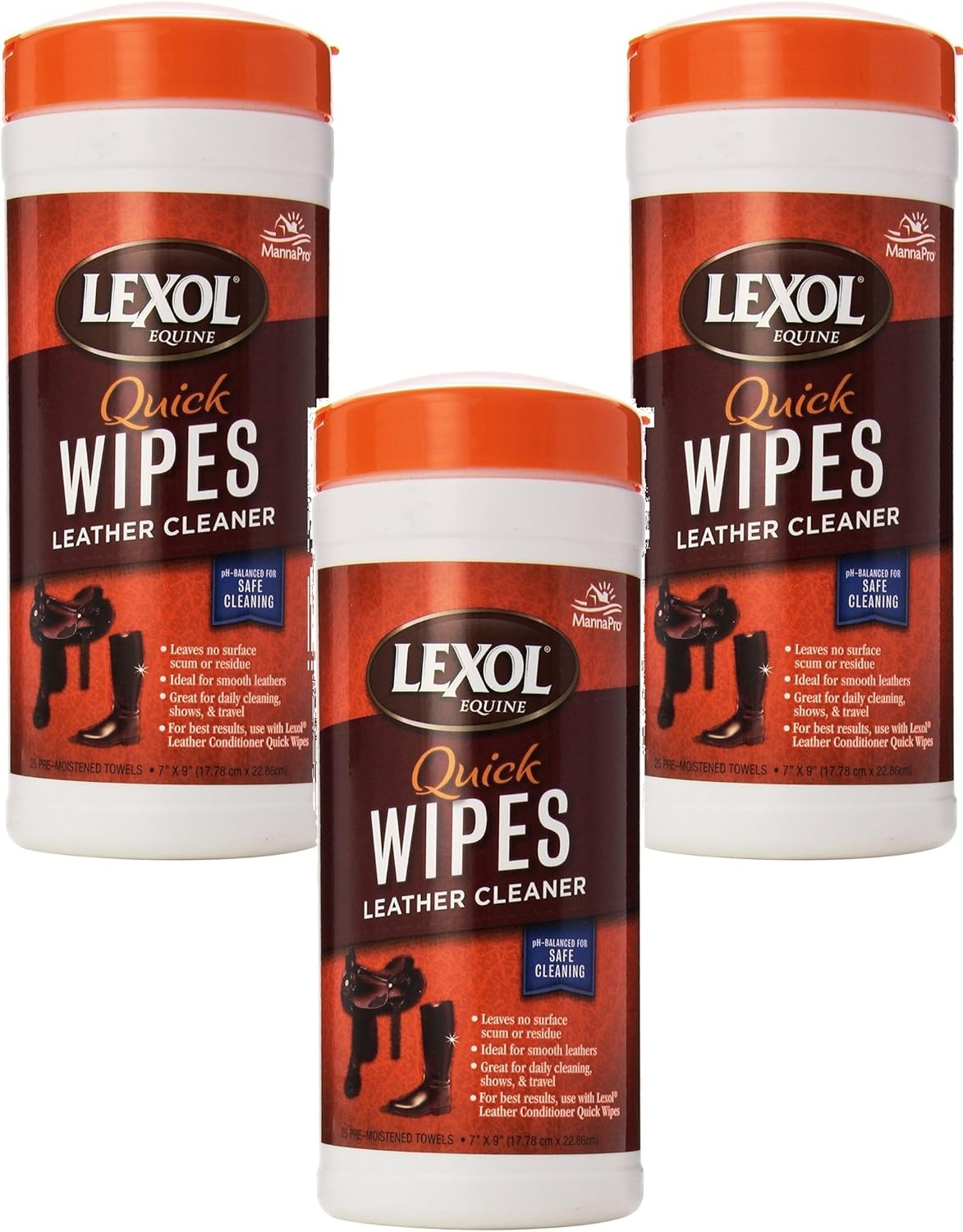 Lexol Leather Cleaner Quick Wipes 75 PreMoistened Towels (3 Packs