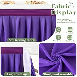 Partisky Purple Polyester Table Skirt for Rectangle