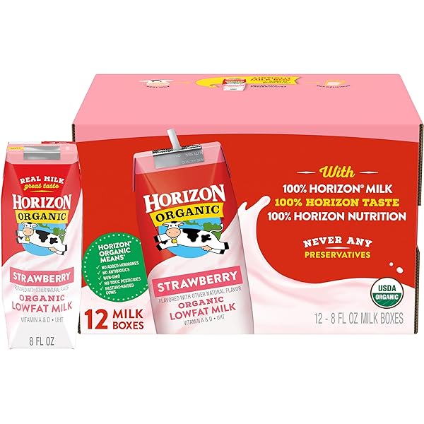 HORIZON ORGANIC SHELF STABLE 1% LOWFAT STRAWBERRY MILK...