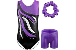 EQSJIU Gymnastics Leotard Girl Little Big Kids Tumbling Dance Unitards Biketards Activewear 2-10 Years
