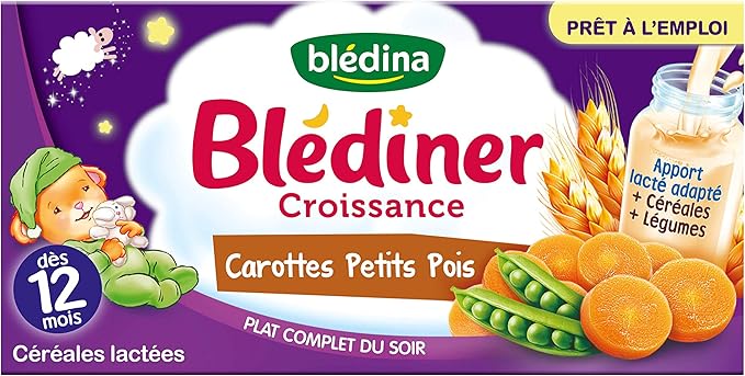 Bledina Blediner Croissance Cereales Carottes Petits Pois Des 12 Mois 2 X 250 Ml Amazon Fr Epicerie
