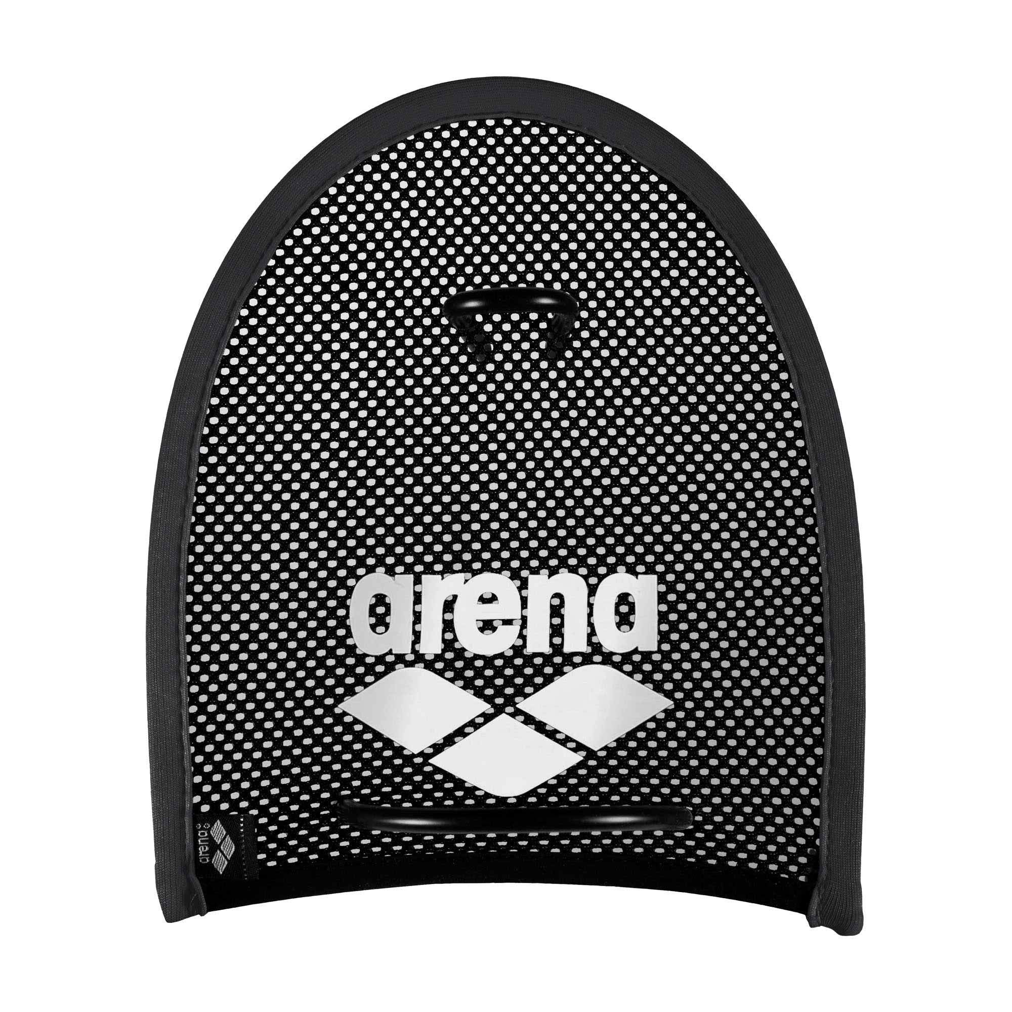 Arena Mens Training Aid Swimming Hand Paddles Mesh Hand Paddle, Black/Silver, M
