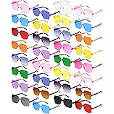 Chumia 51 Pack Fun Sunglasses Bulk Adult Party Favors Glasses Colorful Plastic Square Rimless Retro Sunglasses for Women Men Neon Party Candy Color Glasses