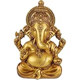 Aqila Attire Decorative Lord Ganesha Statue | Gold Finish Hindu God Idol | Idol for Pooja Room | Statue for Home and Office Decor (Golden, 3.5 x 2 inches)