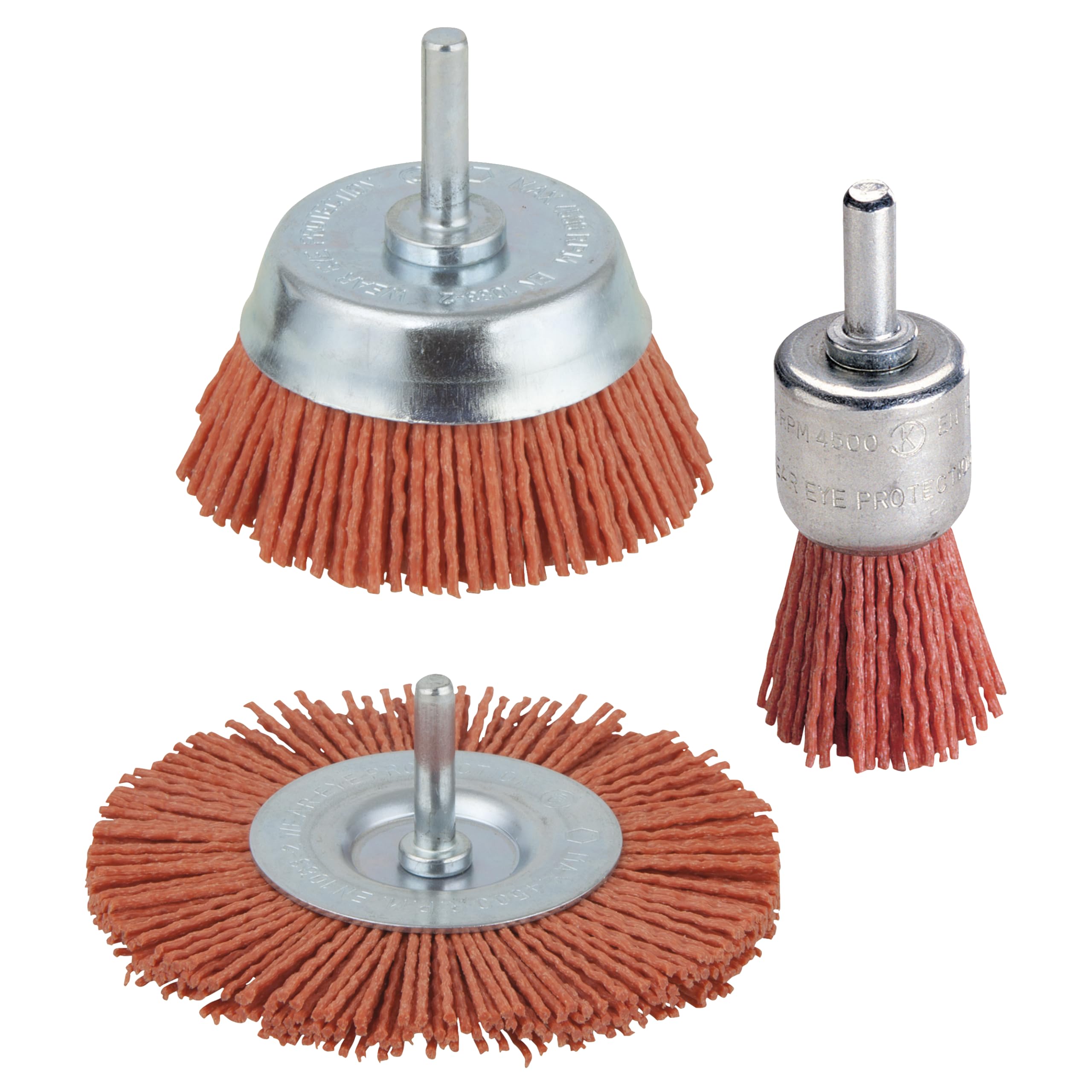 wolfcraft Nylon Wire Brush Set 3 Pcs., aggressive I 2741000
