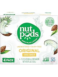 nutpods Original 4-Pack, Unsweetened Dairy-Free Creamer, Whole30, Paleo, Keto, Non-GMO and Vegan, for Coffee, Tea and Cooking, Made from Almond and Coconut