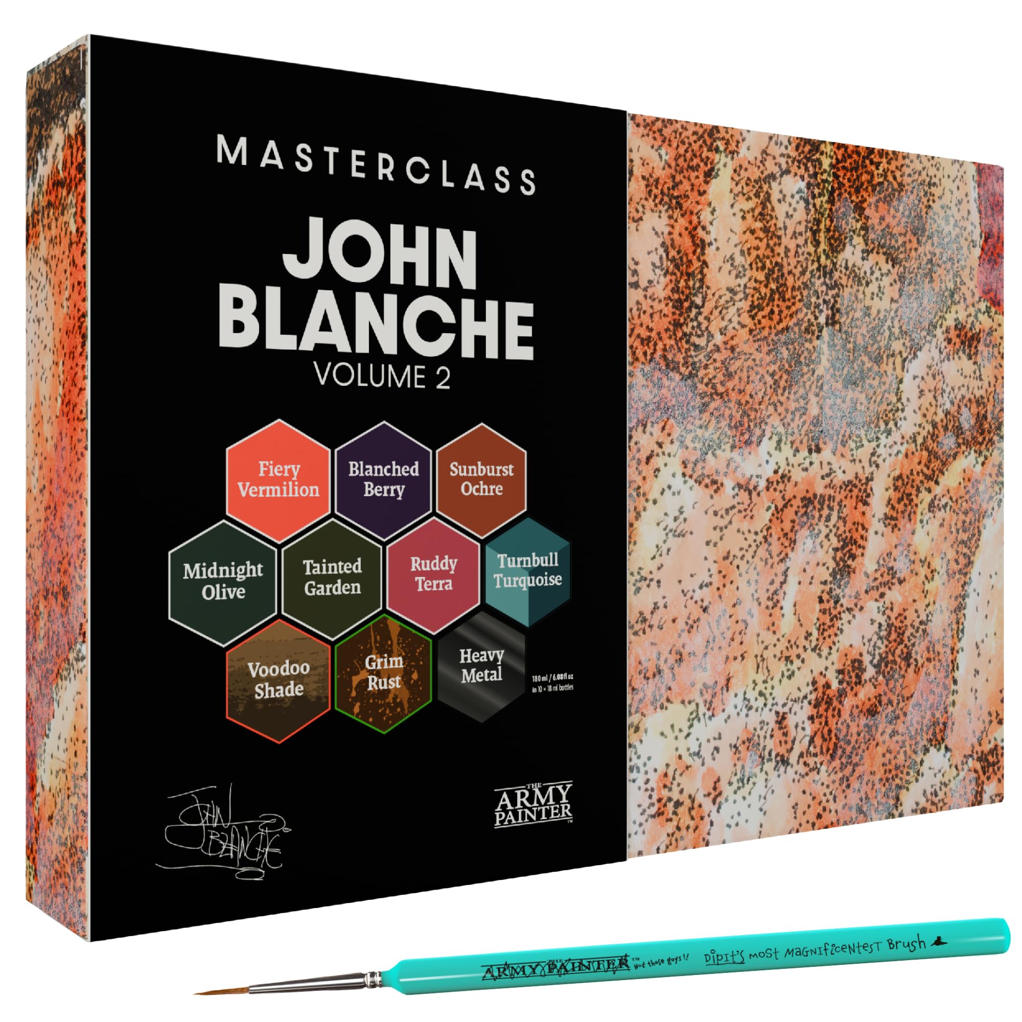 The Army Painter, Masterclass John Blanche Volume 2 Paint Set Combo, 6 Warpaints Fanatic Paints, 1 Speedpaint, 1 Wash, 1 Effect, 1 Metallic, 1 Art Print & Brush - Model Paint for Miniature Wargaming — image 1