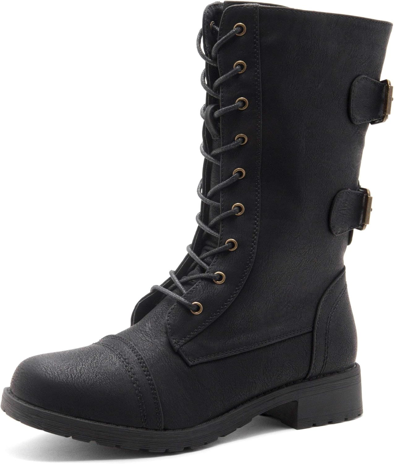 Herstyle Florence2 Women's Ankle Lace Up Military Combat Booties Mid Calf Boots: Shoes