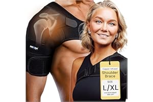 ZENKEYZ Shoulder Brace for Men & Women - L/XL, Black/Copper - Copper-Infused Rotator Cuff Relief Brace & Compression Sleeve - Arm Sling for Shoulder Injury & Support Thoughtful Christmas Gift