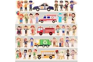 HIYZI - 40 pieces wooden community helpers for small people, professions, wooden blocks, professionals, children, simulation 