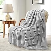Snuggle Sac Checkered Throw Blanket for Couch,Reversible Soft Cozy Fluffy Blankets for Sofa Bedroom,Cute Lightweight Striped Throws for Women,Heather Light Grey,50x60 inches