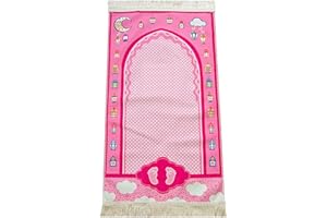 ihvan online, Muslim Prayer Rug for Kid, Islamic Gifts Praying Mat for Kids, Kids Prayer Mat, Design Janamaz Sajadah, Soft Salah Mats Carpet for Kid, Travel Praying Rug, Patterned Pink-2