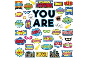 Weekgrat 45 Pcs Hero Affirmation Station Bulletin Board Set Motivational Posters Classroom Mirror Growth Mindset Decor Positive Affirmations Accents Cutouts for School Office Home Teacher Wall