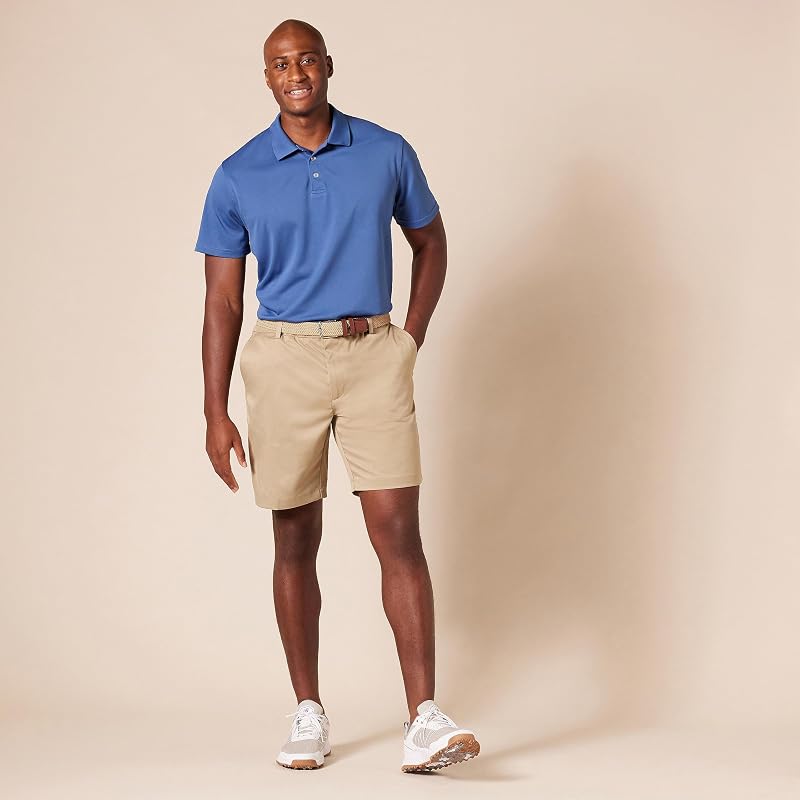 Polo de Golf, Manches Courtes, Coupe Ajustée, Séchage Rapide Homme, Bleu Délavé, XL