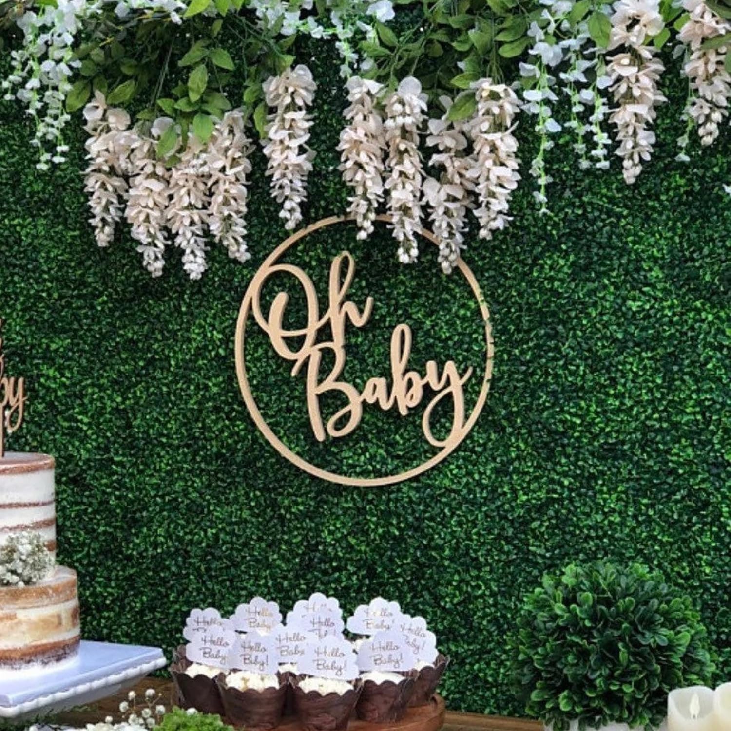 Photo 1 of Oh Baby Sign for Backdrop,Boy or Girl Birthday Sign for Gender Reveal Decor,Baby Shower Decorations