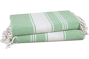 LANE LINEN Turkish Beach Towels, 2 Pack Extra Large Beach Towel, Pre-Washed for Soft Feel, Oversized Sand Free Quick-Dry Pool Towel, Beach Towels for Adults,39"x71" - Jade Green