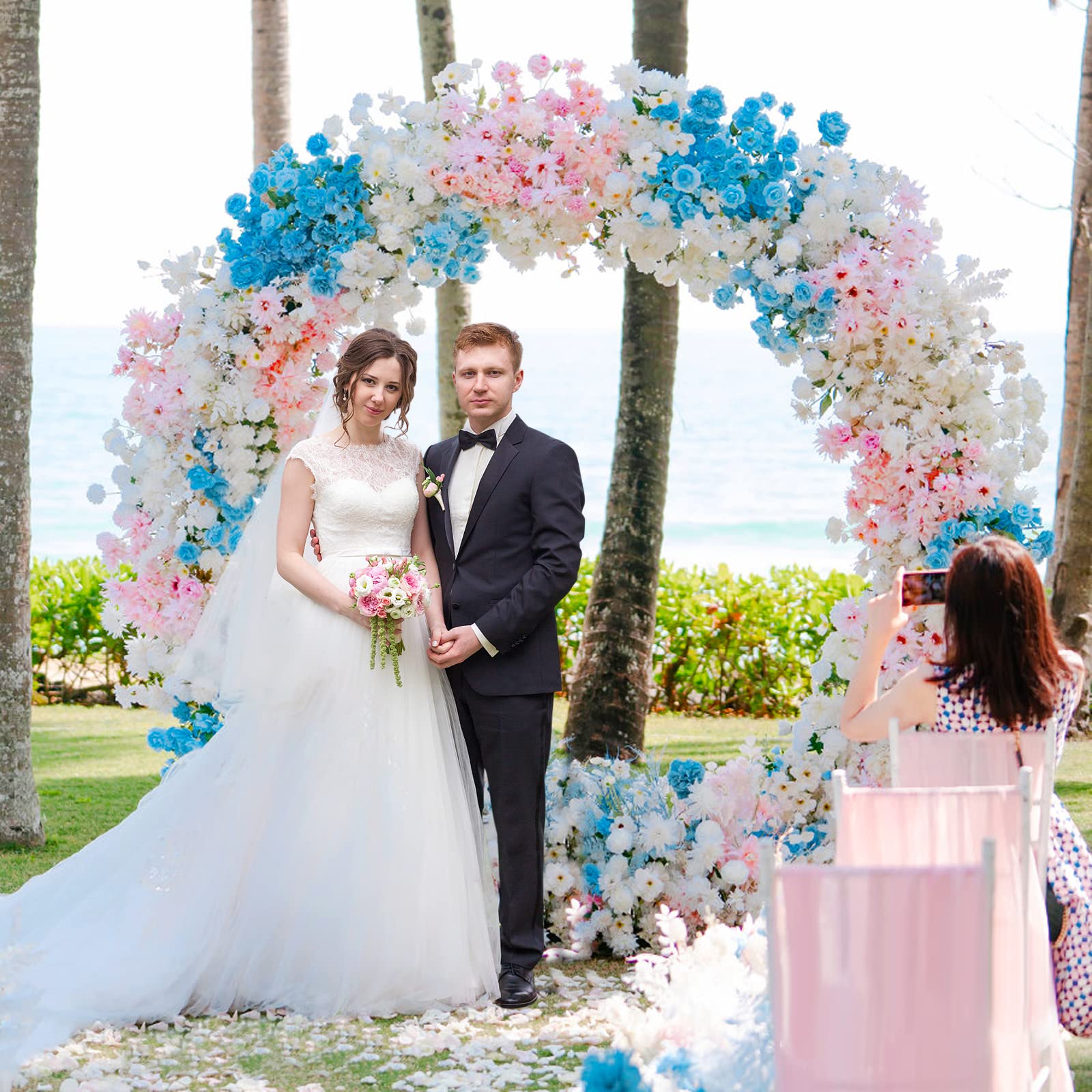 Fomcet 7.2FT Wedding Arch Round Backdrop Stand Gold Metal Circle Wedding Arch for Ceremony Birthday Party Anniversary Bridal Baby Shower Graduation Decoration