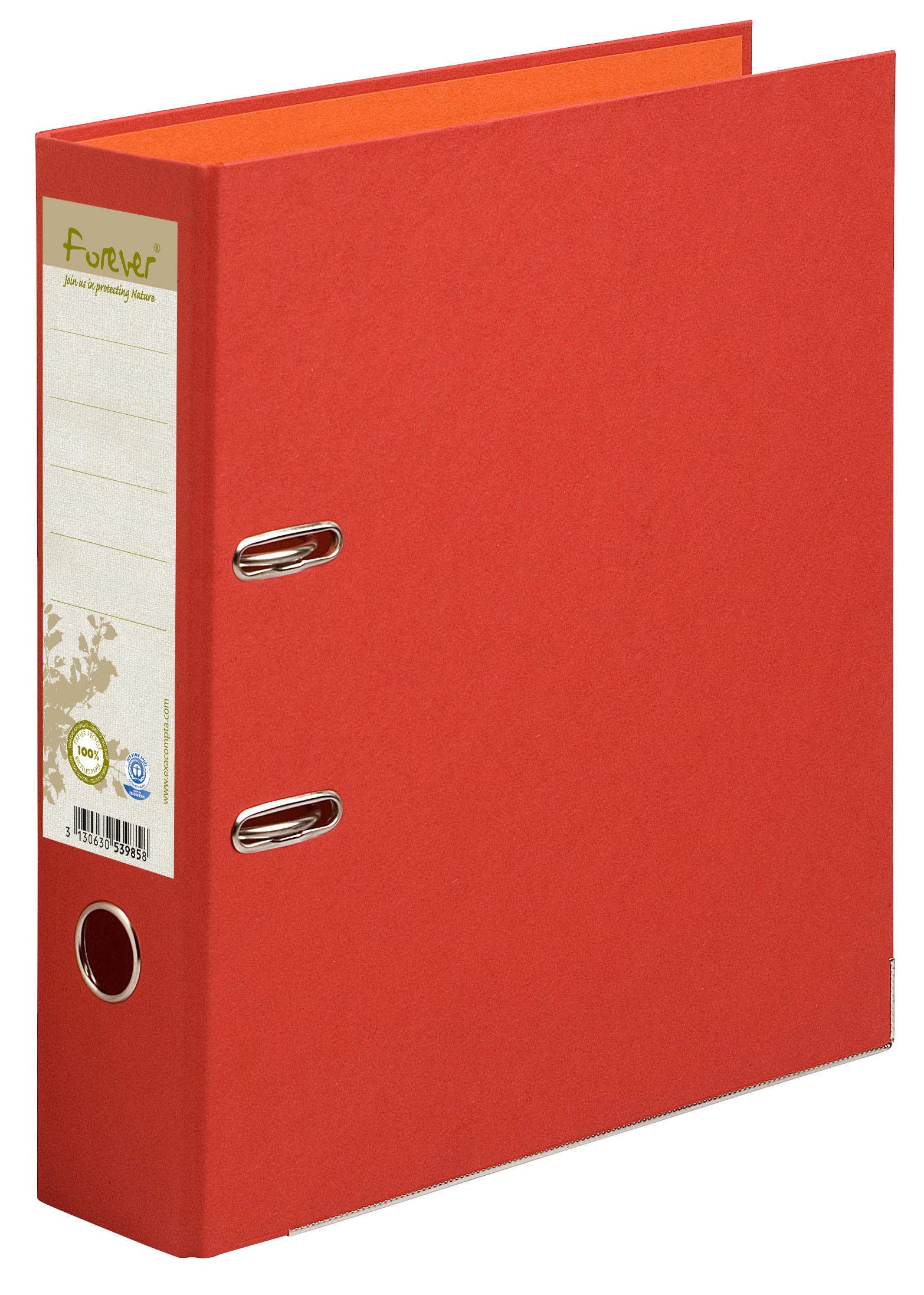 Exacompta - Ref 53985E - Forever Collection - Prem'Touch Lever Arch File - 320 x 290mm, Suitable for A4 Documents, 80mm Spine, 100% Recycled Paper - Red
