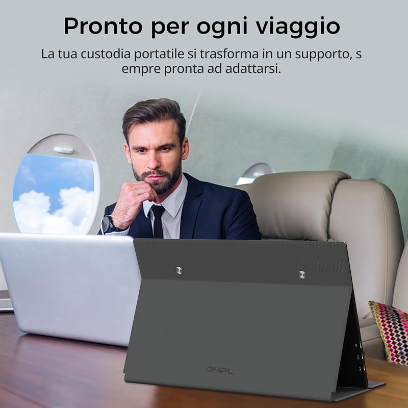Monitor portatile da 15,6 pollici, schermo FHD 1080P IPS, altoparlante integrato, interfaccia USB-C/HDMI, schermo portatile per laptop, PC, Mac, cellulare e console di gioco, custodia protettiva