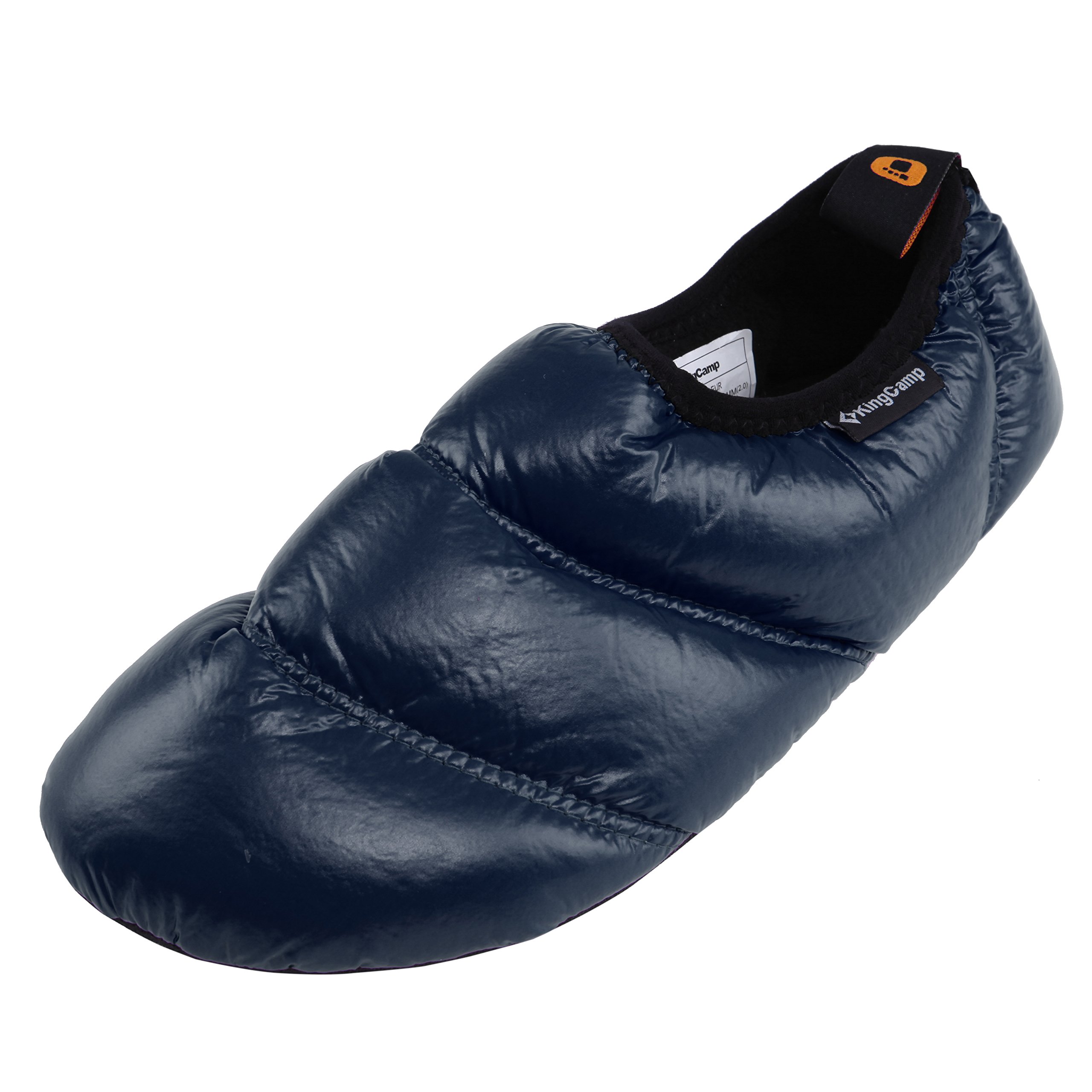 KingCamp Unisex Warm Soft Slippers With Slip Resistant Rubber Sole and Carry Bag (8.5-9, Navy)