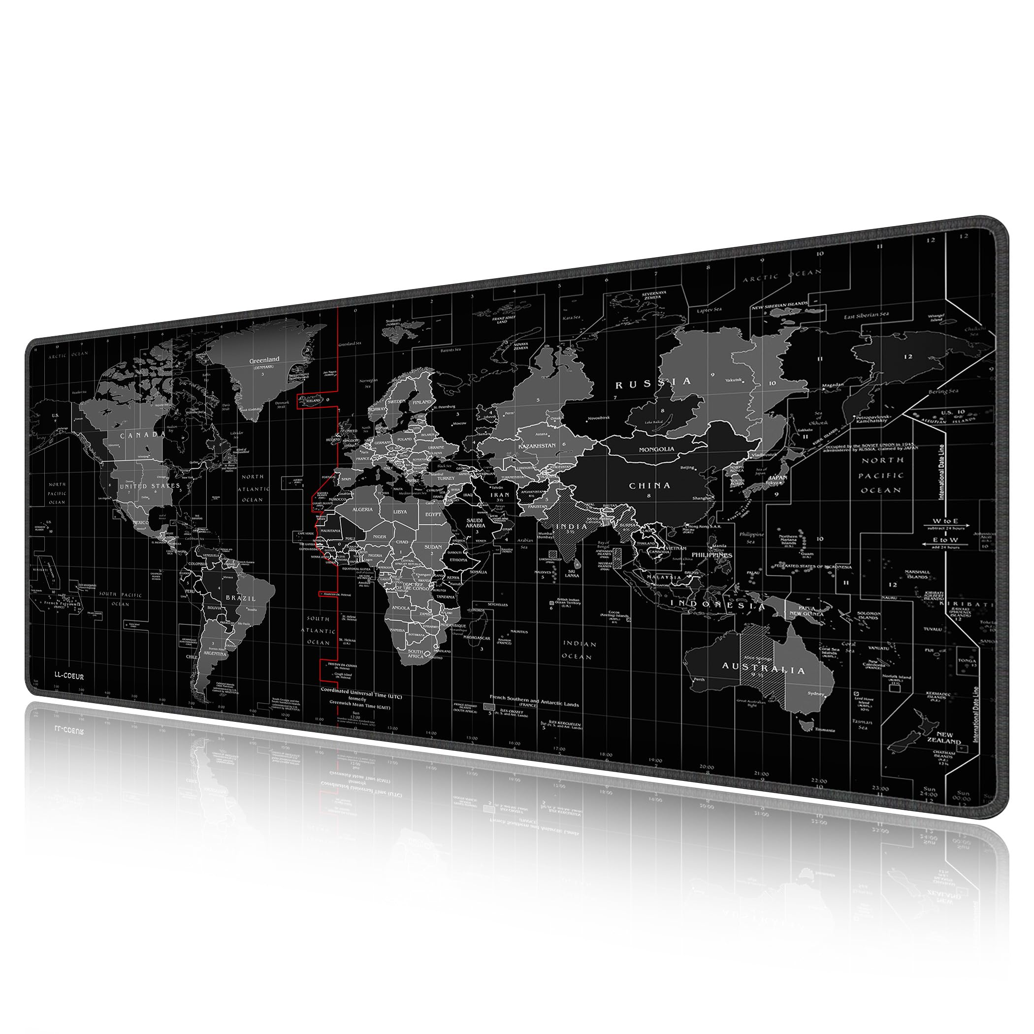 LL-COEUR XXL Computer Laptop Mouse Pad Gaming Play Mat World Map Office Desk Mat (1200 x 500 x 2 mm)