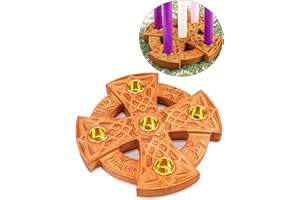Nitial Christmas Advent Candle Holder Wood Nativity Candle Holder with Metal Celtic Knot for Xmas Candles Centerpiece Decorations Religious Gift (Fresh)