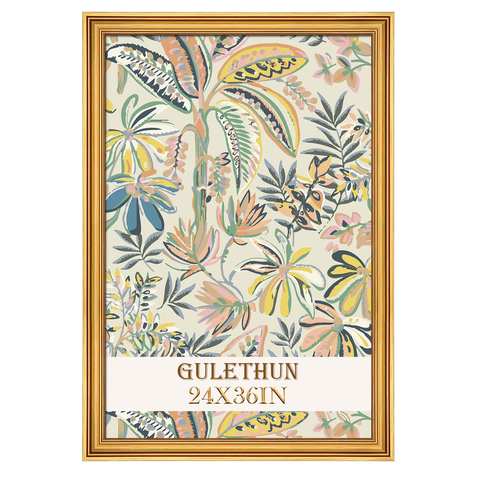 Photo 1 of 24x36 Frame, Transitional Modern Design Picture Frames, 24 by 36 Rustic Poster Frame for Home Decor, Gold Vintage Photo Frames, Horizontal or Vertical Display, Choose Size & Color