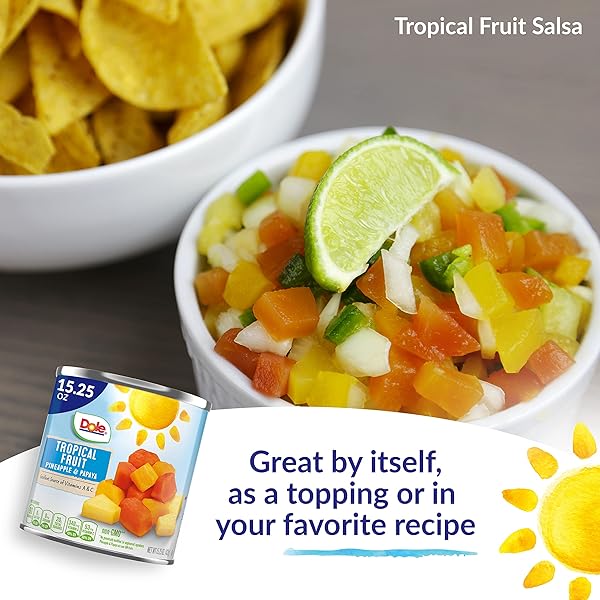 DOLE CANNED MIXED TROPICAL FRUIT (PINEAPPLE & PAPAYA) IN LIGHT SYRUP & PASSION FRUIT JUICE, 15.25 OZ
