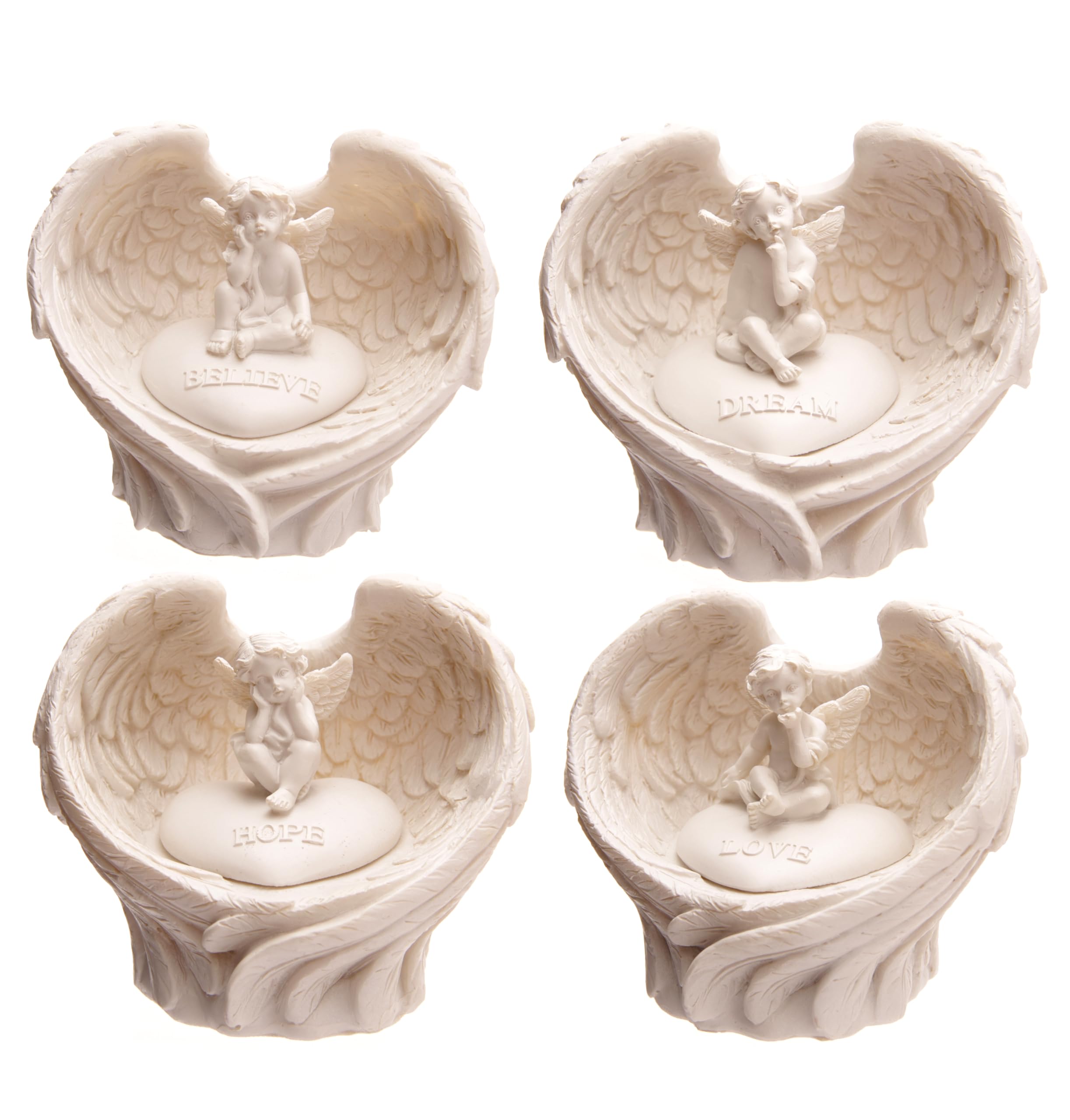 Puckator Hope Dream Love Believe LED Angel Wings Cherub Stone - Romantic Modern Love Wedding Gift Gifts for Girlfriend - Fairy Grave Ornaments Figurine - Valentines Day Gifts for Her Him - Home Decor