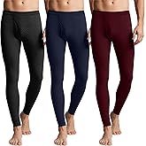 August Alley 3 Pack Men's Waffle Thermal Bottom Long Underwear Johns Soft Base Layer