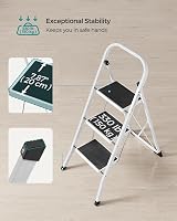SONGMICS 3-Step Folding Ladder GSL03WT Space-Saving Steel Ladder with Safety view 5