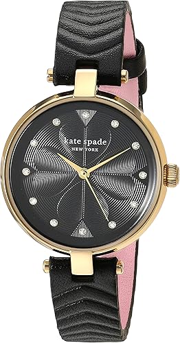Amazon Com Kate Spade New York Women S Annadale Quartz Stainless Steel And Leather Watch Color Gold Black Model Ksw1546 Watches